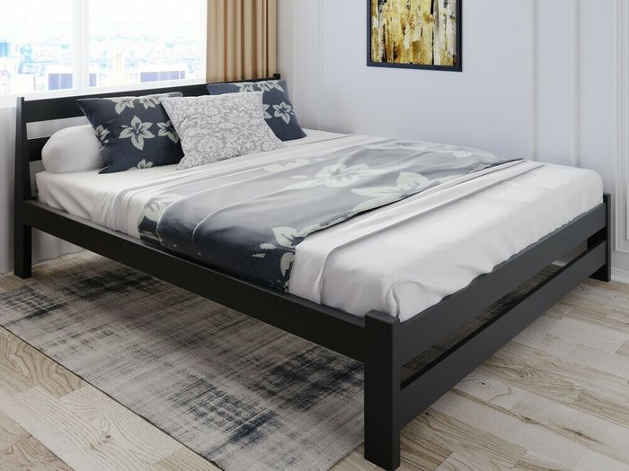 Кровать Мишка сосновая усиленная 160х200 цвета антрацит - купить Кровати для спальни по цене 13495.0
