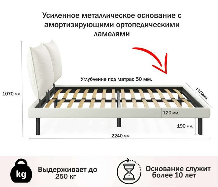 Кровать Fly 140х200 бежевого цвета с ортопедическим основанием - лучшие Кровати для спальни в INMYROOM