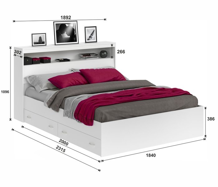Кровать Виктория 180х200 белого цвета с матрасом - купить Кровати для спальни по цене 34300.0