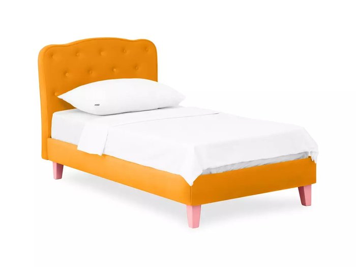 Кровать Candy 80х160 желтого цвета с розовыми ножками