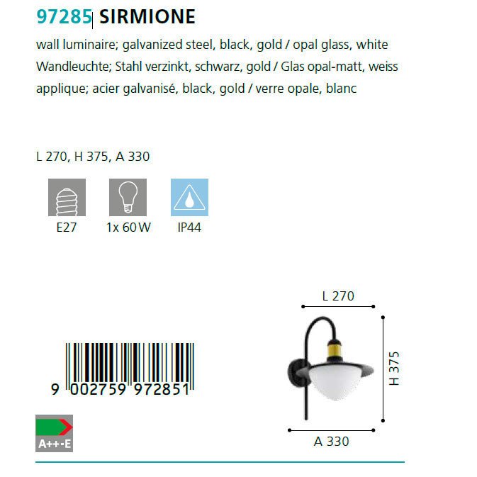 Уличный настенный светильник Sirmione черно-белого цвета - лучшие Настенные уличные светильники в INMYROOM