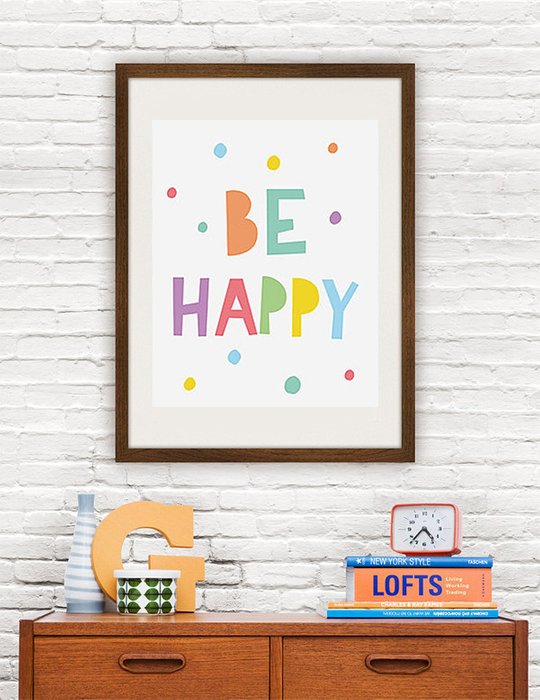 Постер "Be happy" А4 - купить Принты по цене 1750