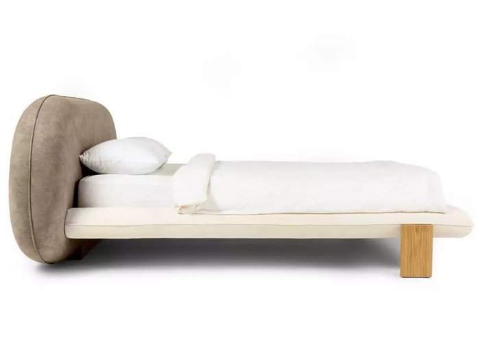 Кровать Softbay 160х200 бело-коричневого цвета без подъемного механизма - лучшие Кровати для спальни в INMYROOM