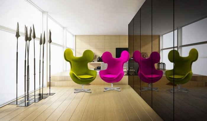 Кресло Egg Mickey красного цвета  - купить Интерьерные кресла по цене 72250.0