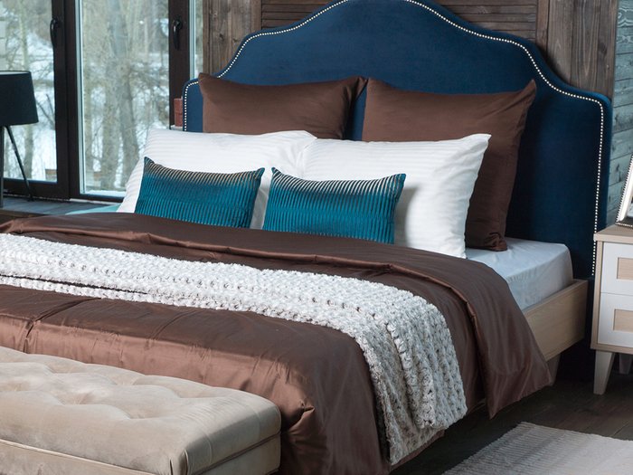Кровать "Queen Victoria" с тёмно-синим изголовьем 160х200 см - лучшие Кровати для спальни в INMYROOM