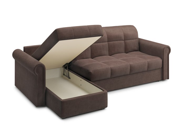 Угловой диван-кровать Палермо 1.2 темно-коричневого цвета - лучшие Угловые диваны в INMYROOM