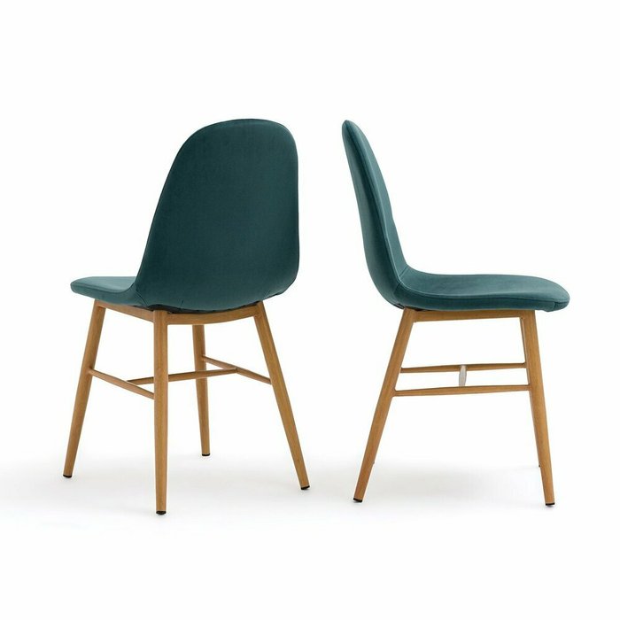 Комплект из двух стульев с обивкой из велюра Polina зеленого цвета - купить Обеденные стулья по цене 20770.0