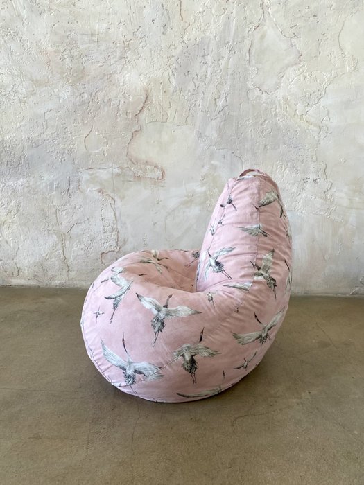 Кресло-мешок Груша Журавли 2XL розового цвета - купить Бескаркасная мебель по цене 5090.0