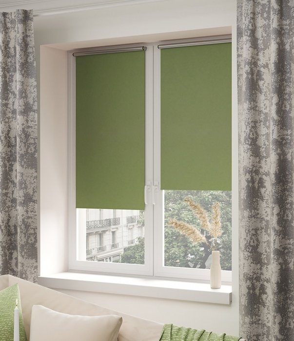 мини ролета Блэкаут сильвер 61,5х175 зеленый