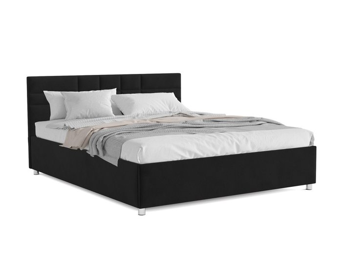 Кровать Нью-Йорк 160х190 черного цвета с подъемным механизмом (велюр)