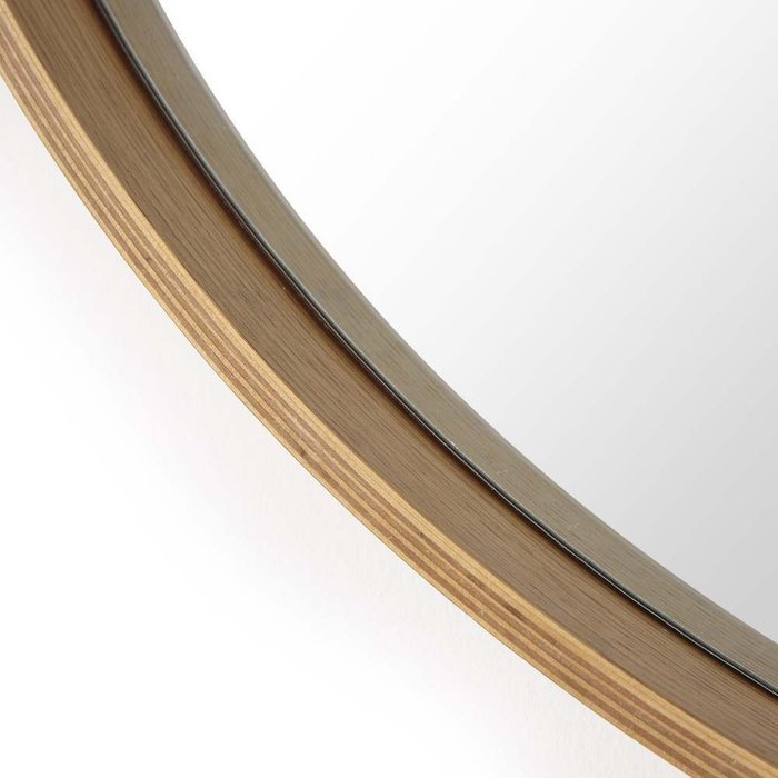 Зеркало настенное круглое из дуба Alaria бежевого цвета - купить Настенные зеркала по цене 17045.0