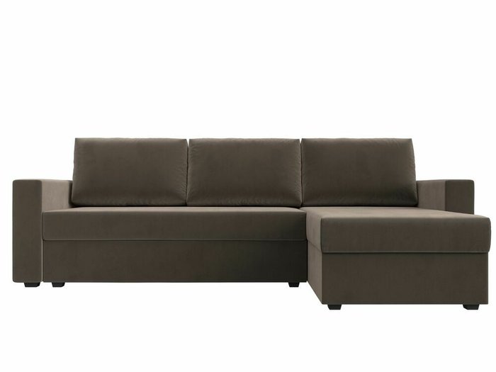 Угловой диван-кровать Траумберг Лайт коричневого цвета правый угол  - купить Угловые диваны по цене 28999.0