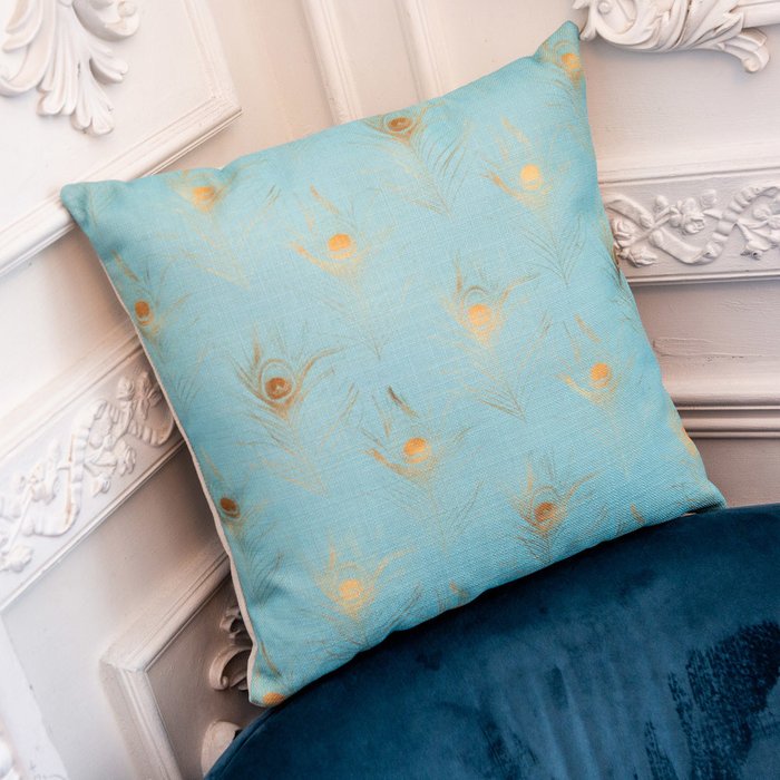 Интерьерная подушка Жар-Птица голубого цвета - купить Декоративные подушки по цене 2000.0