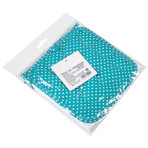 Набор для кухни 2 предмета (полотенце 35х60 с окантовкой, прихватка 18х18), 100% хлопок, 'Горошек (изумруд)' - лучшие Аксессуары для кухни в INMYROOM