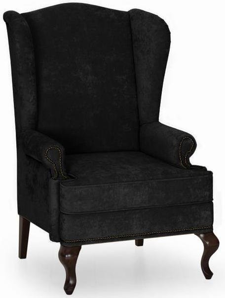 Кресло английское Биг Бен с ушками дизайн 21 черного цвета