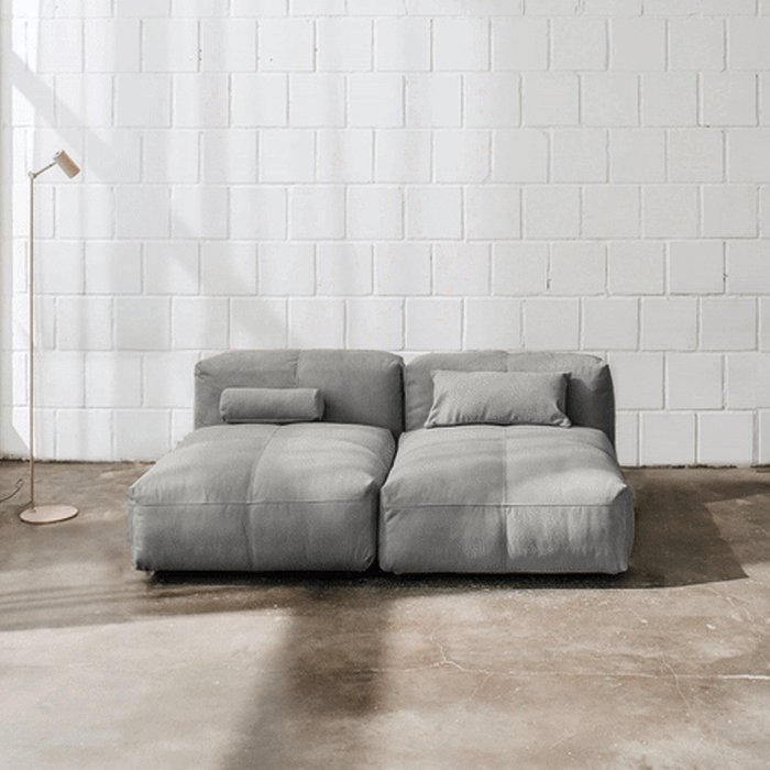 Прямой диван Фиджи сдвоенный серого цвета - лучшие Прямые диваны в INMYROOM