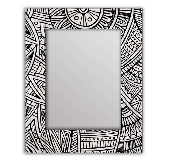 Настенное зеркало Трайбл 50х65 черно-белого цвета