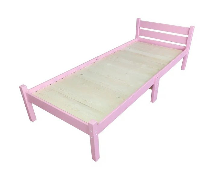 Кровать Классика Компакт сосновая со сплошным основанием 70х200 розового цвета - лучшие Одноярусные кроватки в INMYROOM