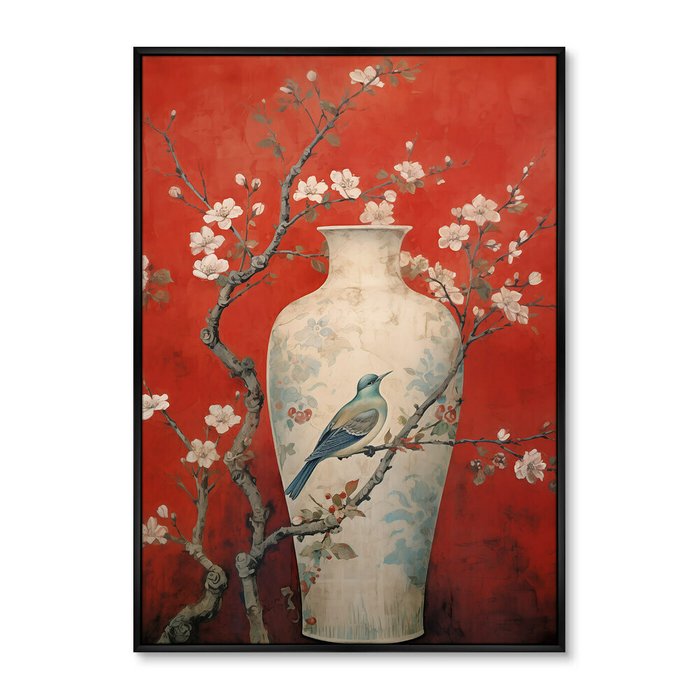 Набор из двух репродукций картин China porcelain vase, red palette, 2024г. - лучшие Картины в INMYROOM
