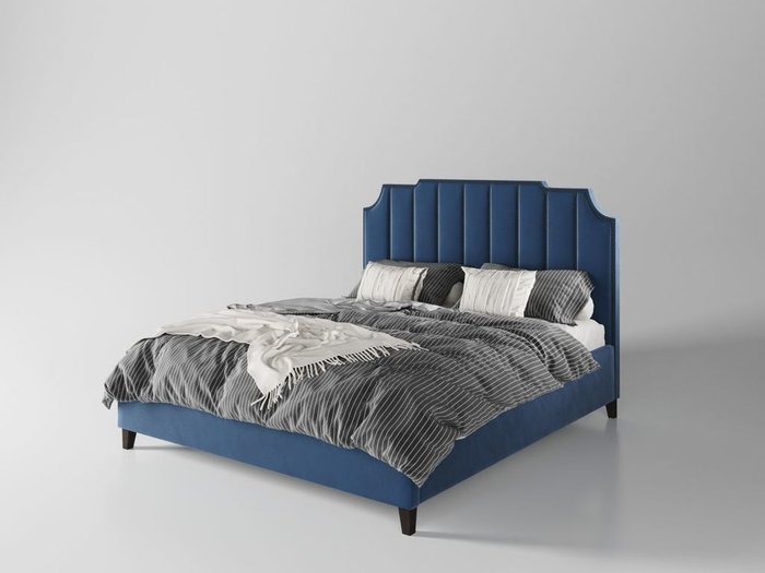 Кровать Даллас 200х200 тёмно-синего цвета  с подъемным механизмом