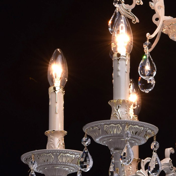 Подвесная люстра Свеча с хрустальными подвесками  - лучшие Подвесные люстры в INMYROOM