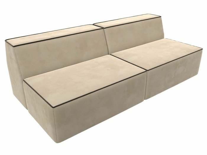 Прямой модульный диван Монс бежевого цвета с коричневым кантом - купить Прямые диваны по цене 45999.0