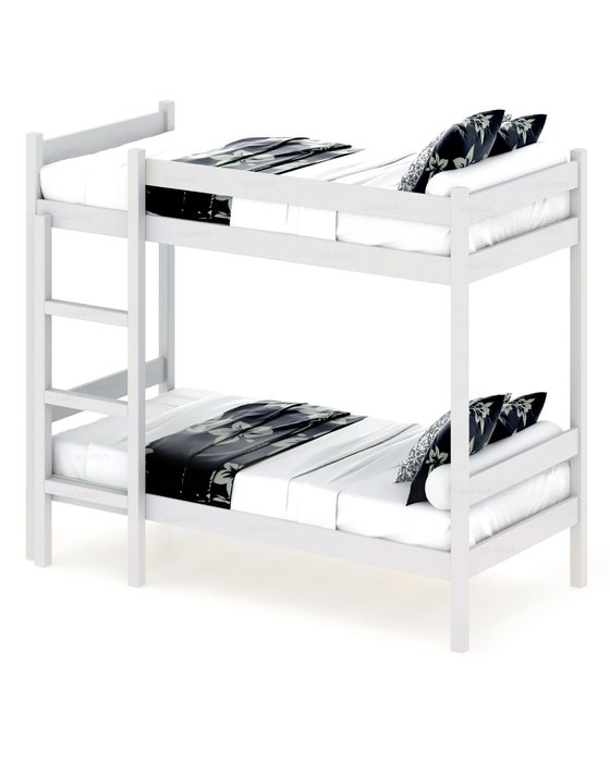 Кровать двухъярусная сосновая 80х200 белого цвета - купить Двухъярусные кроватки по цене 22475.0