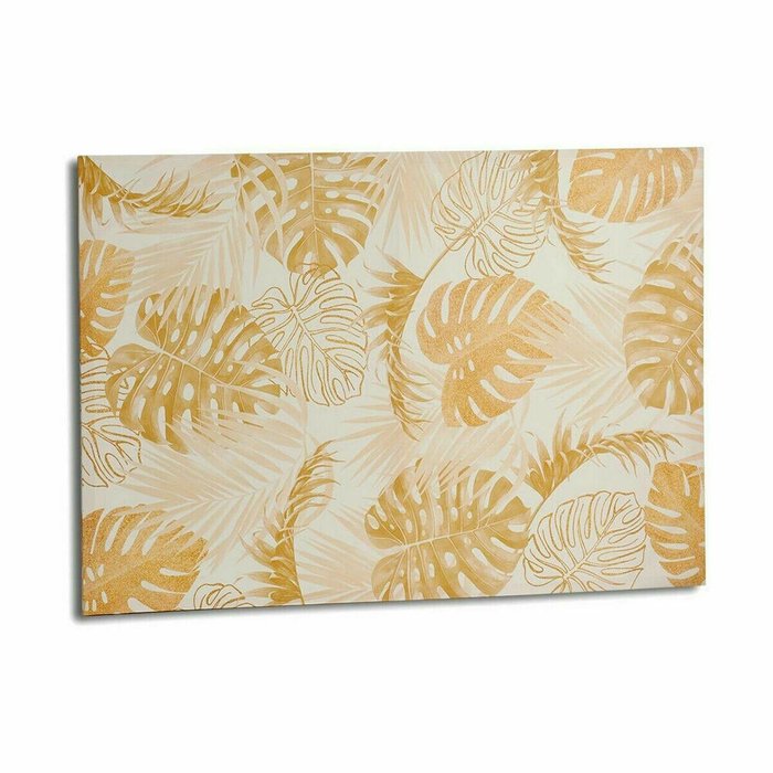Полотно Лист растения Позолоченный 120 x 80 x 2,5 cm (4 штук) - лучшие Картины в INMYROOM