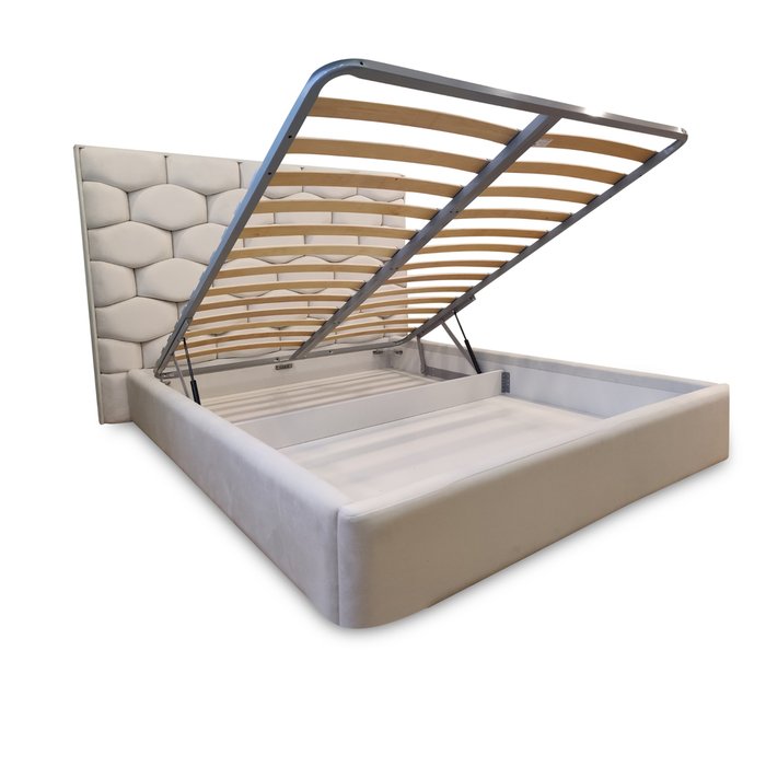 Кровать Милан 160х200 с подъемным механизмом бежевого цвета - лучшие Кровати для спальни в INMYROOM
