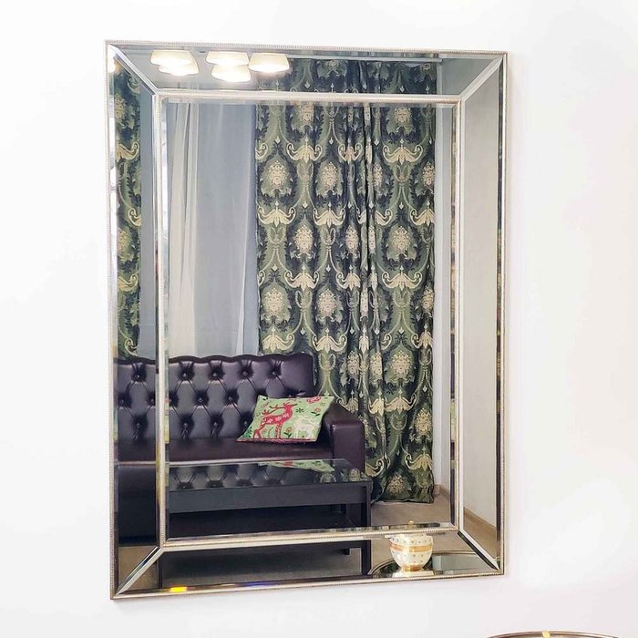 Настенное зеркало Carlisle 90x120 серебряного цвета - купить Настенные зеркала по цене 39600.0