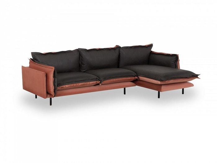 Угловой диван Barcelona серо-кораллового цвета - купить Угловые диваны по цене 160080.0