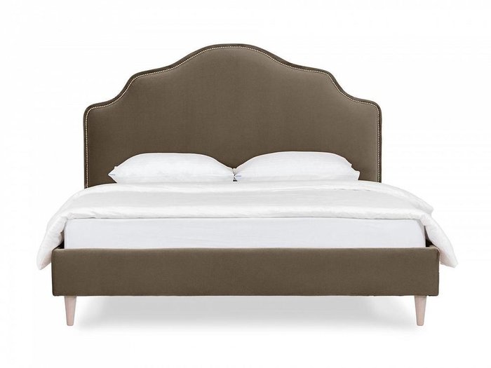 Кровать Queen II Victoria L 160х200 серо-коричневого цвета с бежевыми ножками - купить Кровати для спальни по цене 56810.0