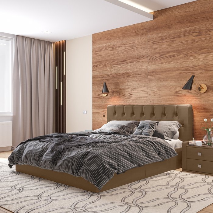 Кровать Инуа 160х200 коричневого цвета с подъемным механизмом