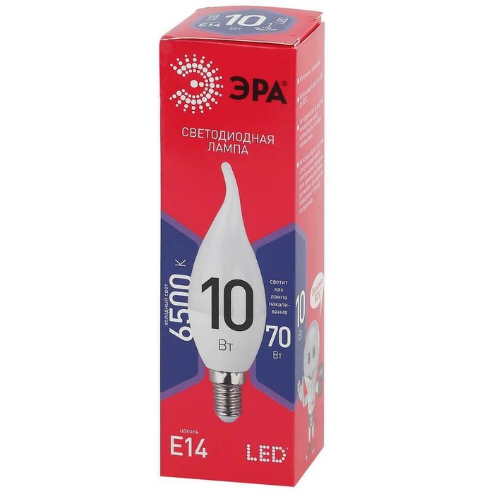 Лампа светодиодная ЭРА E14 10W 6500K матовая BXS-10W-865-E14 R Б0045343 - лучшие Лампочки в INMYROOM