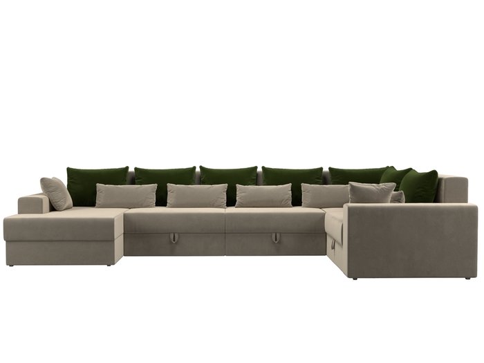 Угловой диван-кровать Мэдисон бежево-зеленого цвета - купить Угловые диваны по цене 91800.0