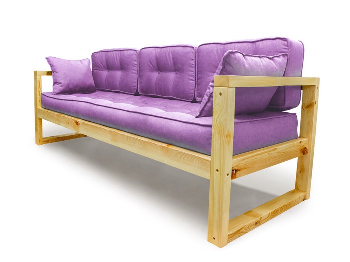 Диван Астер с каркасом из массива сосны и обивкой из фиолетовой рогожки - лучшие Прямые диваны в INMYROOM