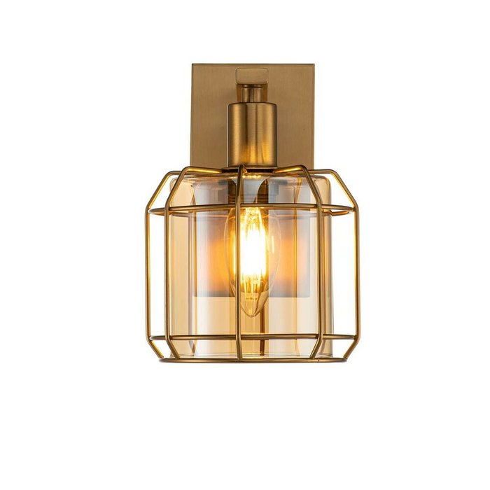 Бра Midland 10188/1A Brass (стекло, цвет янтарный) - лучшие Бра и настенные светильники в INMYROOM Бра Midland 10188/1A Brass (стекло, цвет янтарный) - лучшие Бра и настенные светильники в INMYROOM