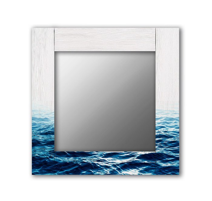 Настенное зеркало Вода 50х65 бело-синего цвета - купить Настенные зеркала по цене 13190.0