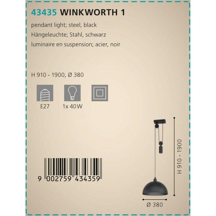 Подвесной светильник Eglo Winkworth 43435 - купить Подвесные светильники по цене 19790.0