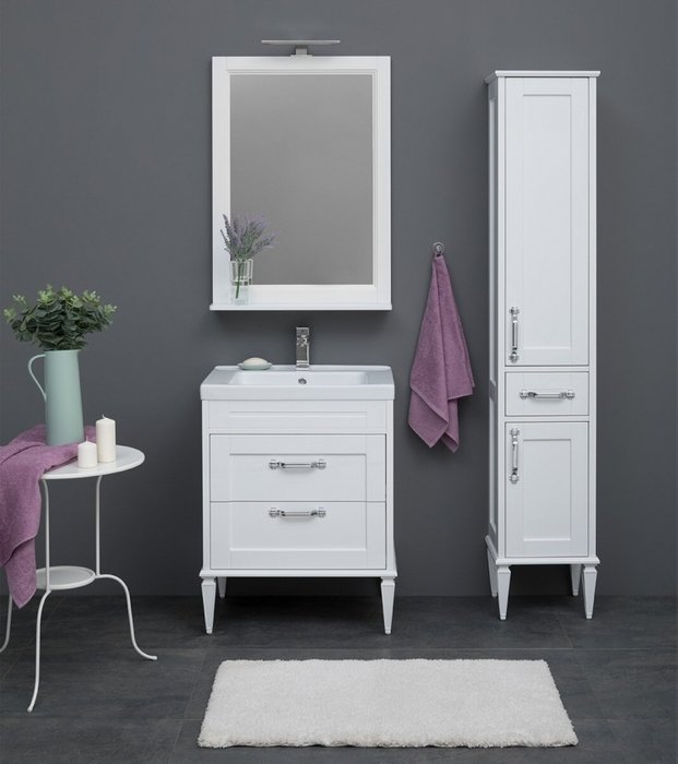 Шкаф-пенал Денвер белого цвета - лучшие Пеналы для ванной комнаты в INMYROOM