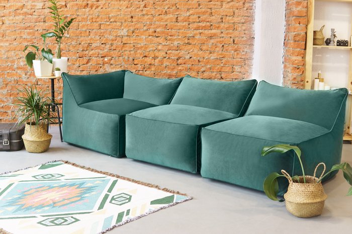Сет из модулей Angle Velur 3mod зеленого цвета - лучшие Бескаркасная мебель в INMYROOM