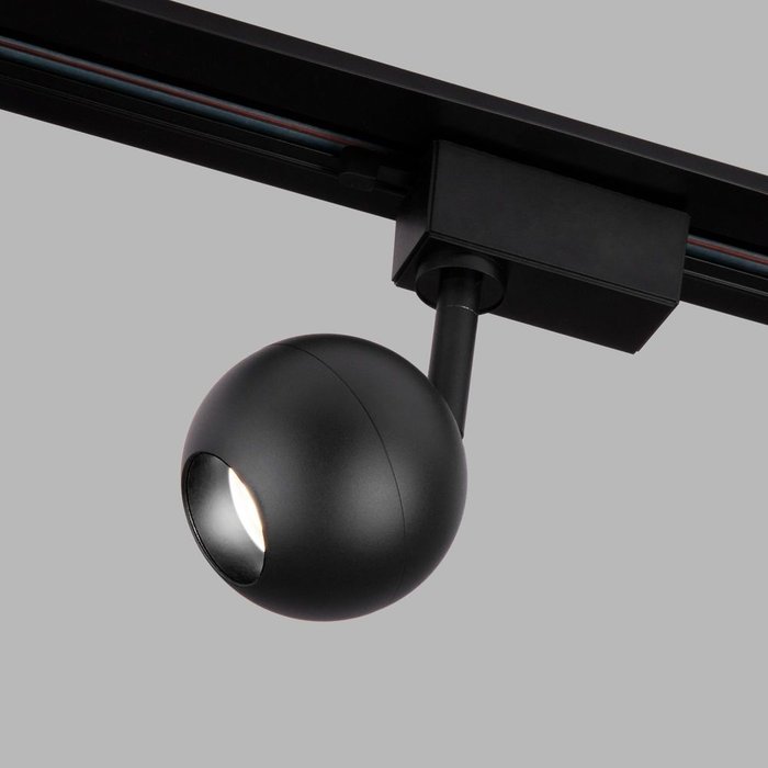 Трековый светодиодный светильник для однофазного шинопровода Ball черного цвета