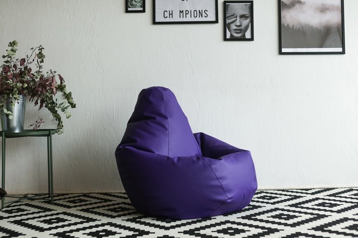 Кресло-мешок Груша 2XL в обивке из экокожи фиолетового цвета - купить Бескаркасная мебель по цене 5090.0