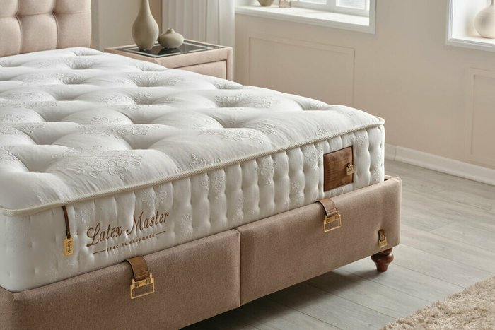 Кровать с подъёмным механизмом Latex Master 160х200 бежевого цвета - лучшие Кровати для спальни в INMYROOM