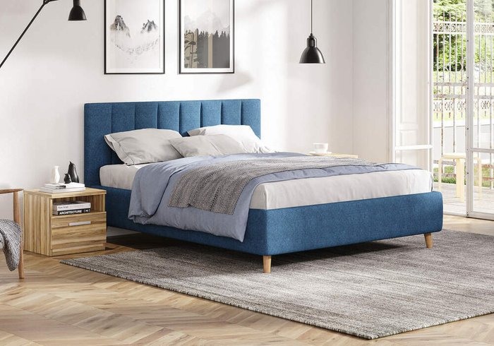 Кровать Alma 180х200 темно-синего цвета без основания и подъемного механизма - лучшие Кровати для спальни в INMYROOM