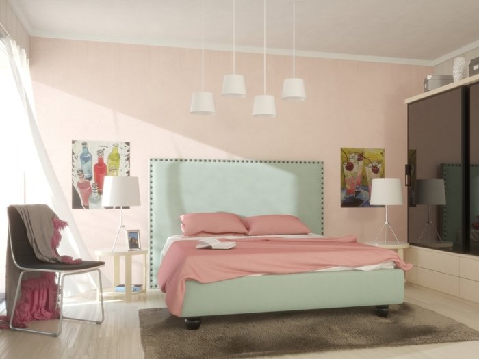 Кровать "Blues" с высокой спинкой и декоративными  элементами 180х200 см - лучшие Кровати для спальни в INMYROOM