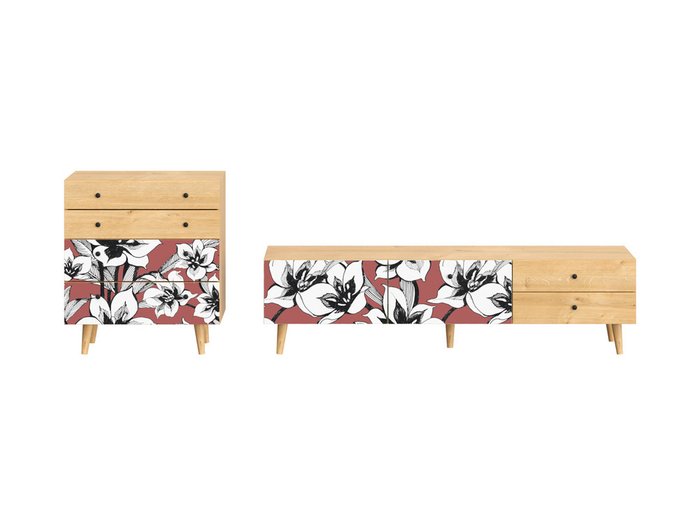 Композиция Frida 2 с принтом Glade на деревянных ножках - купить Гостиные гарнитуры по цене 68400.0