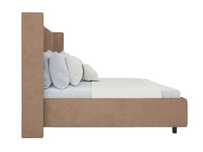 Кровать "Wing-2" Велюр Серо-коричневый 140x200 - купить Кровати для спальни по цене 102000.0