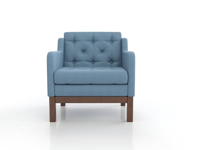 Кресло Айверс из массива сосны с обивкой голубая рогожка - лучшие Интерьерные кресла в INMYROOM