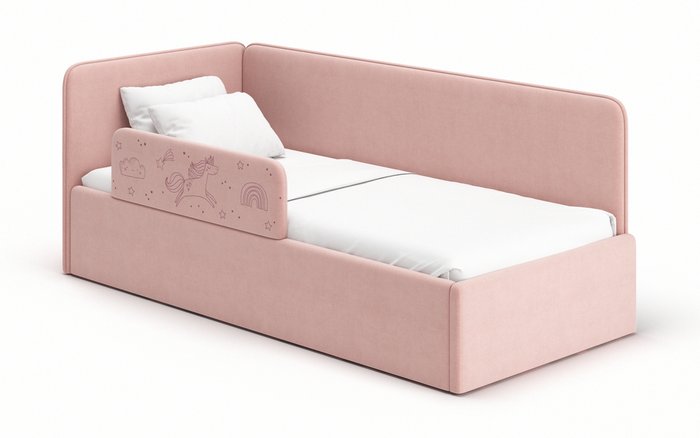 Бортик защитный Leonardo розового цвета с принтом единорог - лучшие Аксессуары для детских кроваток в INMYROOM